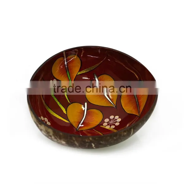 Coconut Shell Bowls With Beautiful Panted Inside, Handmade Lacquer Coconut Bowl, 100% Made in Vietnam photo-2