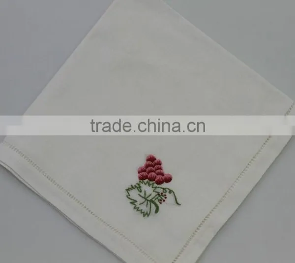 100% Cotton Embroidered Table Napkins With Hemstitch, Set of 6, Various Designs photo-4