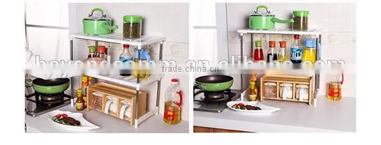Kitchen Telescopic Plastic Sink Storage Shelf Rack/stainless Steel Kitchen Storage Rack photo-3