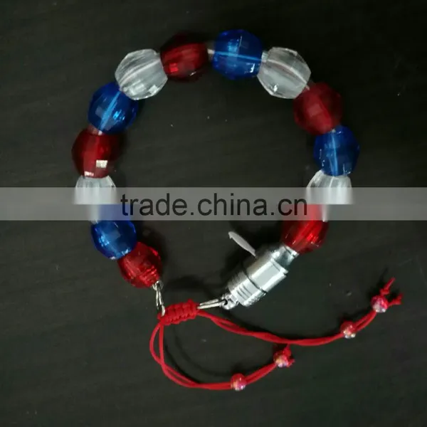 July 4th Independence Day Adjustable Plastic Bead Led Flashing Light Bracelet photo-2