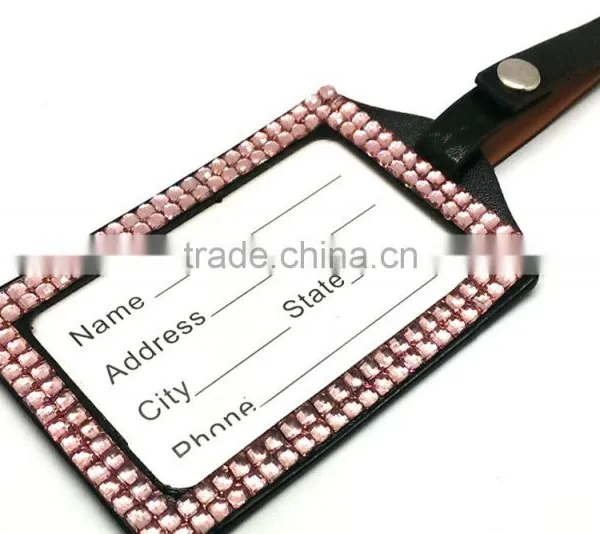 High Quality Promotion Gift PU Leather Badge Holder With Crystal Gem Decoration photo-4