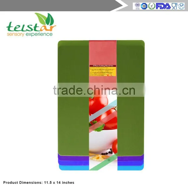 Multi Color Coded Cutting Board Set, 3 Piece Multi-functional Plastic Cutting Board photo-3