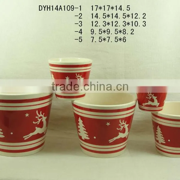 Various Sizes Ceramic Flower Pot With X-mas Looks photo-4