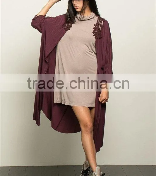 Muslim Long Cardigan Ladies Open Front Lace Duster Sweaters for Women Cardigan photo-2