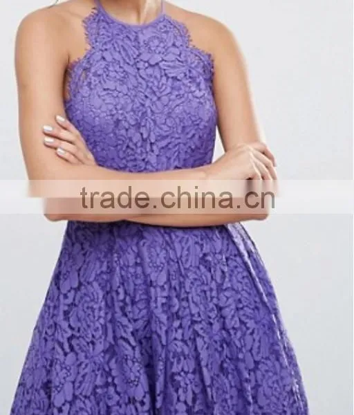 China Latest Clothing OEM Lace Pinny Scallop Margin Prom Midi Fashion Dress photo-4