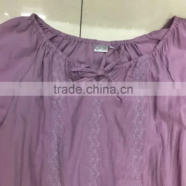 Women 100%cotton Middle Sleeve Purple T-shirt Garment Stock Lot photo-4