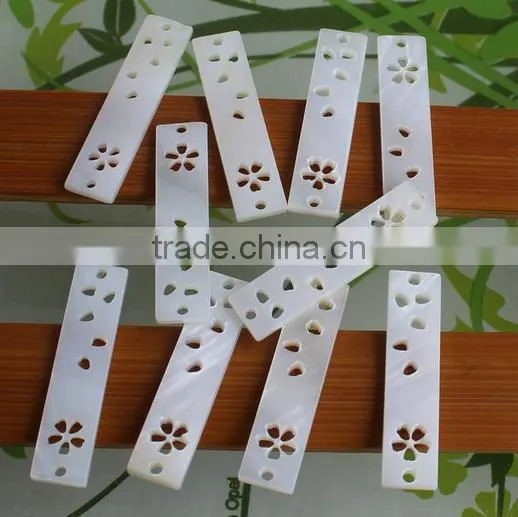 Long Hollow Flower Design White Shell Pendant Charms Diy Long Shell Jewelry Component Accessories 2016 photo-2