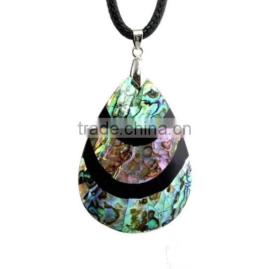 Custom S Logo Abalone Shell Necklace Woven Stone Beads Chain Shell Jewelry Expensive Shell Pendant Necklace photo-3