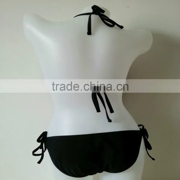 Lady Solid Black Tassels Swimwear One Piece photo-4