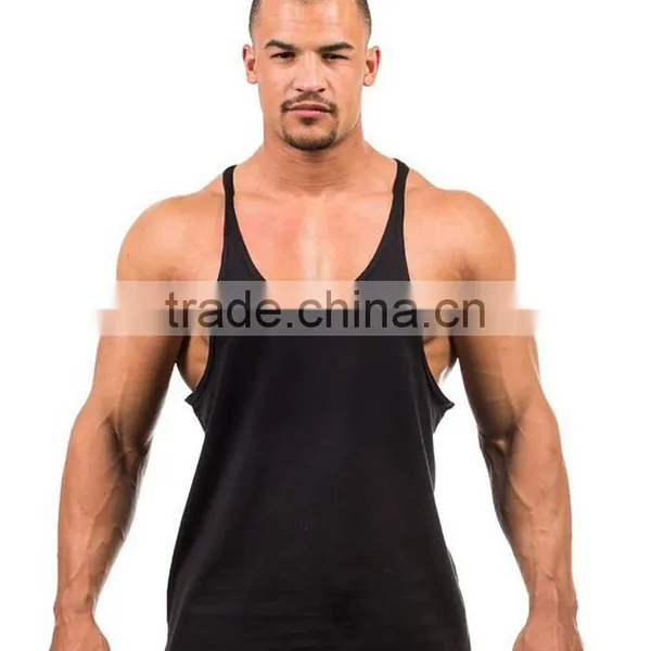Men Blank Scoop Neck Bodybuilding Tank Tops photo-3
