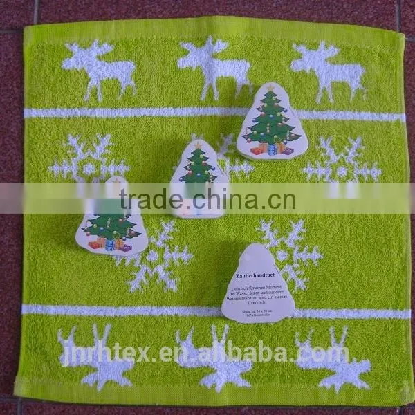 100% Combed Cotton Compressed Christmas Hand Towels photo-3