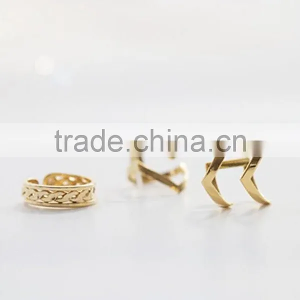 3 Pieces/set Women Gold Silver Plated Hollow Arrow Midi Finger Knuckle Rings photo-2