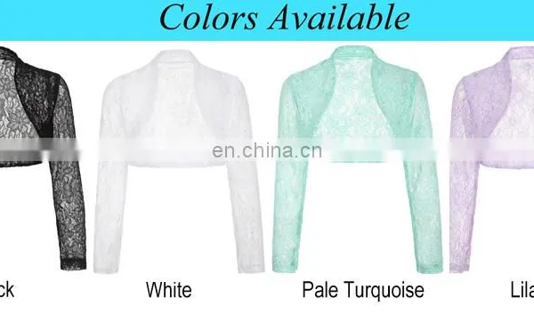 Belle Poque Womens Long Sleeve Cropped Black Lace Shrug Bolero BP000339-1 photo-6