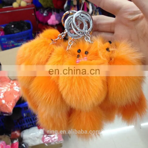 Factory Price Custom Animal Plush Fur Fox Keychain photo-4