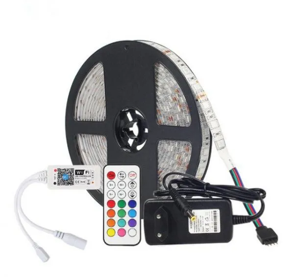 DC12V LED Strip 5050 With WiFi Controller RF Remote,3A Power Supply Adapter LED Flexible Strip Light RGB 5050 RGBW 5M
