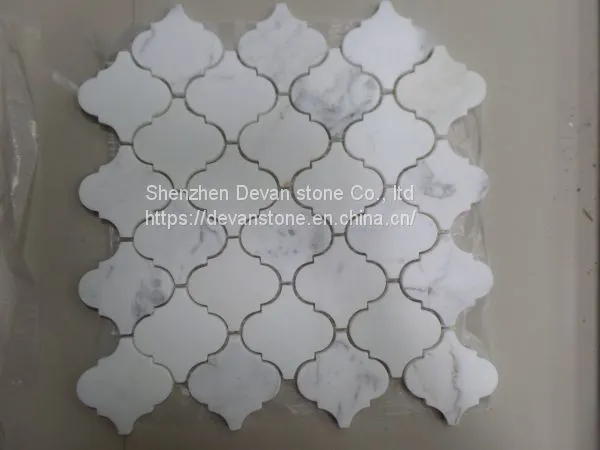 Carrara White Arabesque Lantern Shaped Mosaic Floor Tiles photo-4