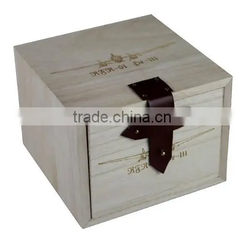Custom logo natural color solid wooden watch gift box,sliding wood watch boxes