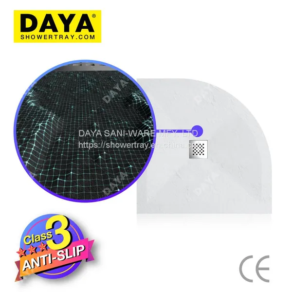 Marble Custom Made Stone Resin Shower Pan Base Anti Slip Shower Tray for Bathroom photo-5