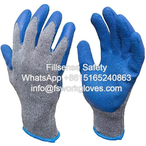 10Gauge 2Yarn Polycotton Liner Crinkle Latex Coated Gloves Latex Coated Work Gloves Latex Dipped Gloves photo-5