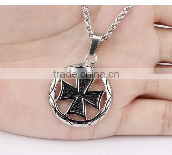Circle the Cross Pendant Men's Titanium Steel Casting Necklace Gold Silver Color Promotion Gift photo-4