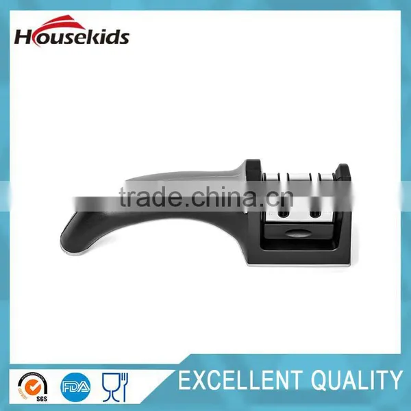 Kitchen Knife Sharpener 2 Stage Easy Grip Black Grey Finish Sharpening & Honing Straight Edge Stainless Steel Knives photo-3