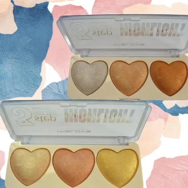 Factory Customization 3 Color Heart Shape Makeup Marker Highlighter Cute Baked Glow Glitter Pelette Makeup Highlighter Powder photo-4