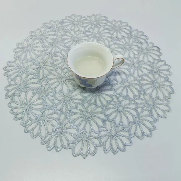 Round PVC Placemats Set of 6, 38CM Waterproof Heat Resistant Table Mats, Spring Color Easy Clean Dining Mats for Home Kitchen photo-4