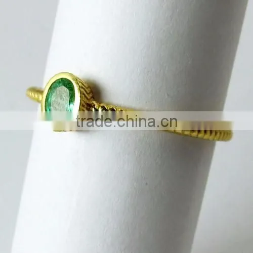 Heavenly !! Oval Shape Emerald Gold Polish 925 Sterling Silver Ring, Online Silver Jewelry, Indian Fashion Silver Jewelry photo-6