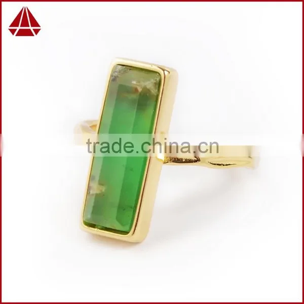 Natural Green Jade Chrysoprase Gemstone Set Into a 18k Gold Bezel Ring photo-3