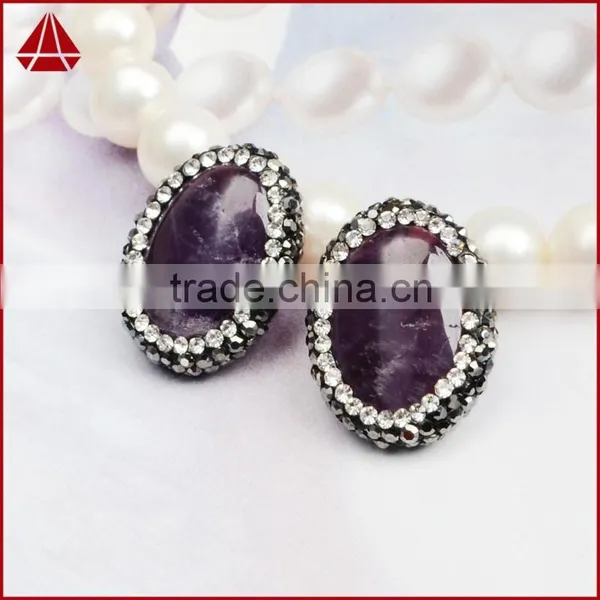 Wholesale Natural Raw Uraguay Amethyst Beads Boho CZ Jewelry, Black Rosary Druzy Amethyst Beads With Zircon Pave Cap photo-6