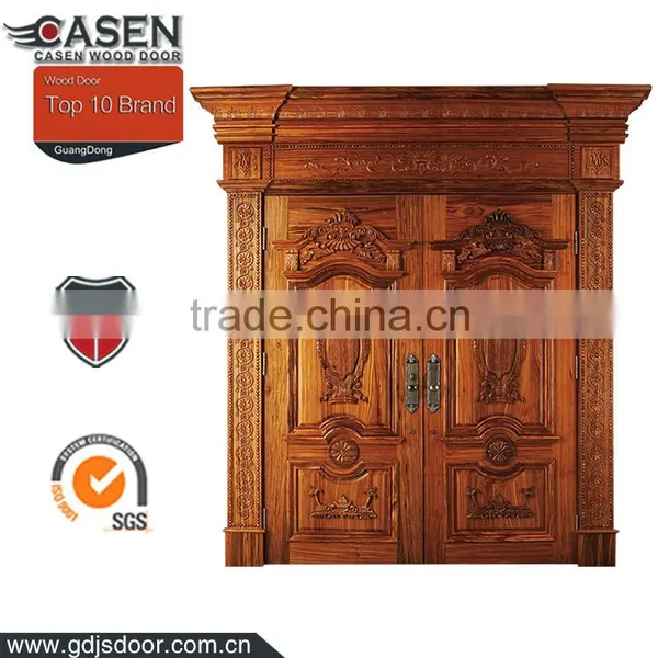 Flower Carving Double Swing Mahogany Villa Entrance Wood Design Door photo-4