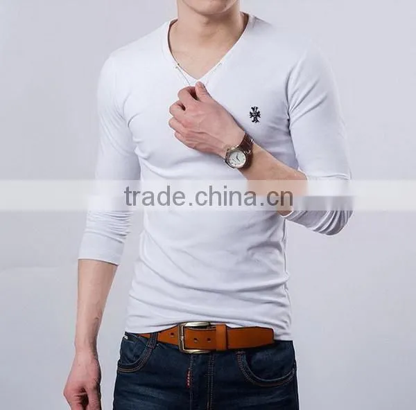 Design New Products Printing Stylish v Neck Men T-shirt photo-4