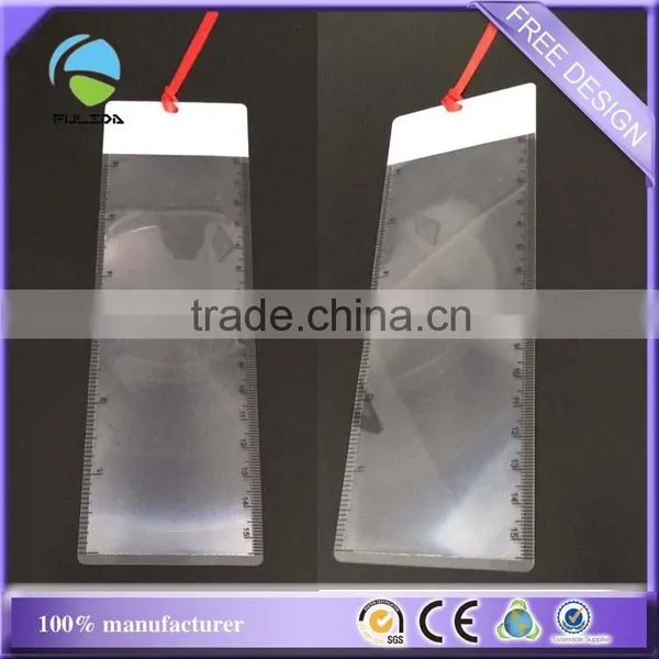 Cheaper Rectangle Green Soft Pvc Plastic Ruler Magnifer Scope Sheet With Ribbon photo-3