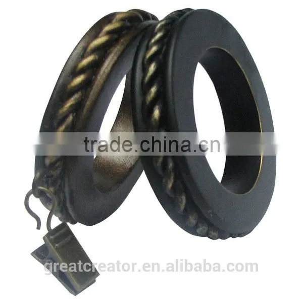 Great Creator Decorative Resin Curtain Rings W/Eyelets and Clips for Different Sizes of Wooden Curtain Rods / Poles photo-3