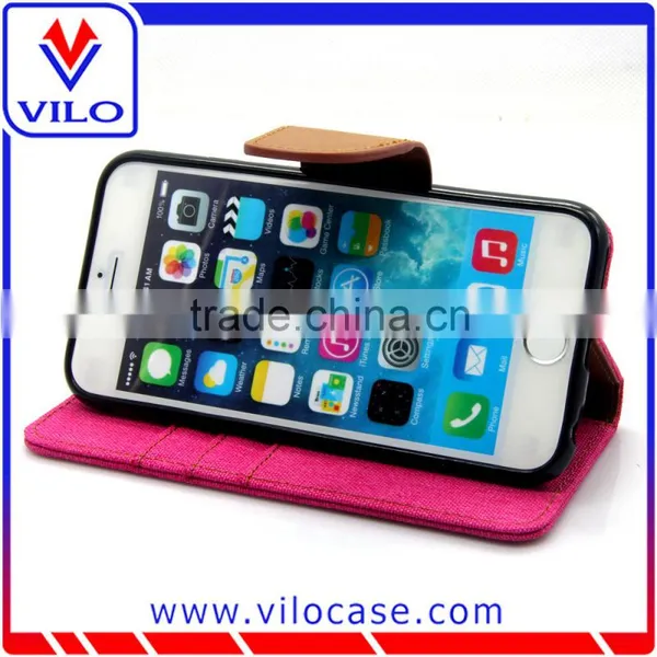 Factory Wholesales Jean Cloth Leather Case for IPhone 6S, Flip Stand Phone Cover for IPhone 6s photo-3