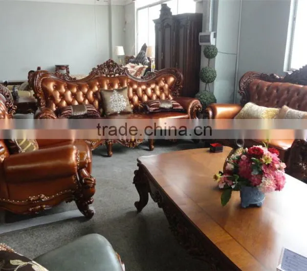 Orange Leather Single Sofa Carved Sofa Gold Furniture photo-4