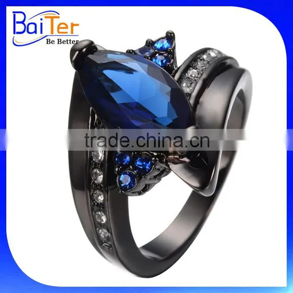 AAA Cubic Zirconia Black Plated Brass/925 Silver Finger Ring for Christmas photo-2
