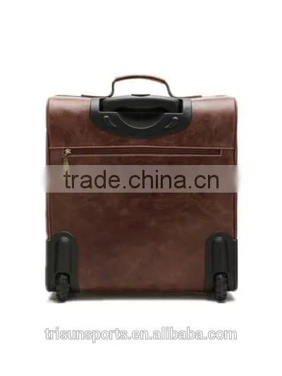 2016 Hot Selling Mens Leather Rolling Duffel Suitcase Bag for Short Traveling photo-2