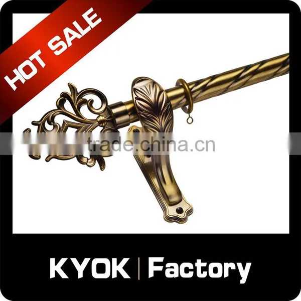 KYOK Durable Twisted Wrought Iron Curtain Rods,High Quality Good Quality 35mm Gold Track Curtain Rod photo-5