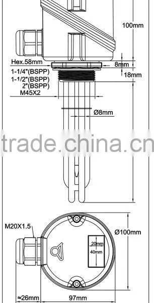 Type 9ST6, Immersion Heater With Dia. 100mm x 100mm Plastic Enclosure photo-2