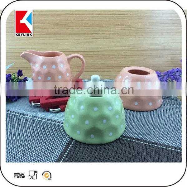 Hot Sale Polka Dot Design Tea Pot/milk Pot/sugar Pot Tea Set Ceramic photo-5