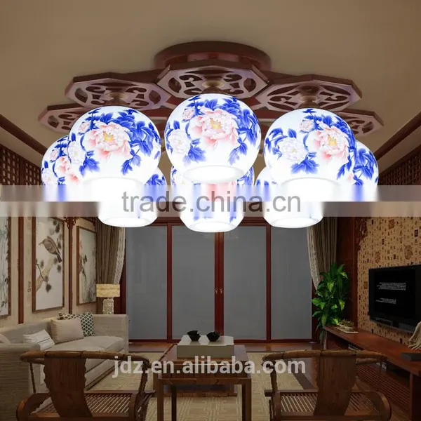 LED Morden Ceiling Light Beautiful Chandelier Jingdezhen Porcelain Light 9Head for Dining Bedroom Hotel Ceramic Lamp photo-3