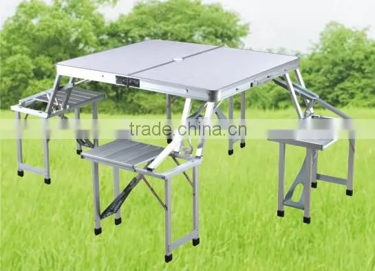 Folding Aluminium Picnic Table Beach Table Camping Table With Four Chairs