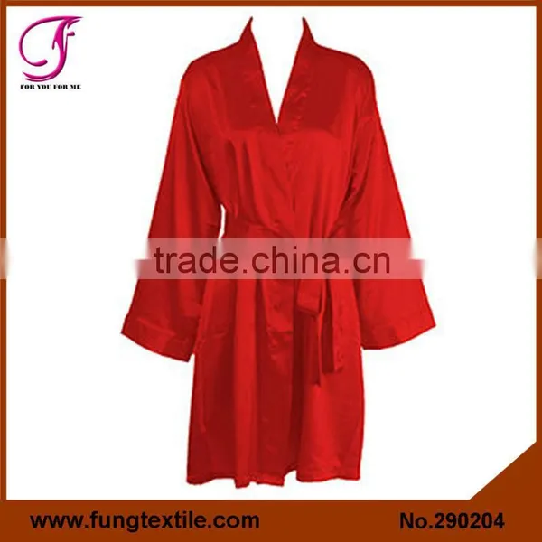 2902 Short Embroidered Words Women Solid Bridesmaid Kimonos Robes photo-5