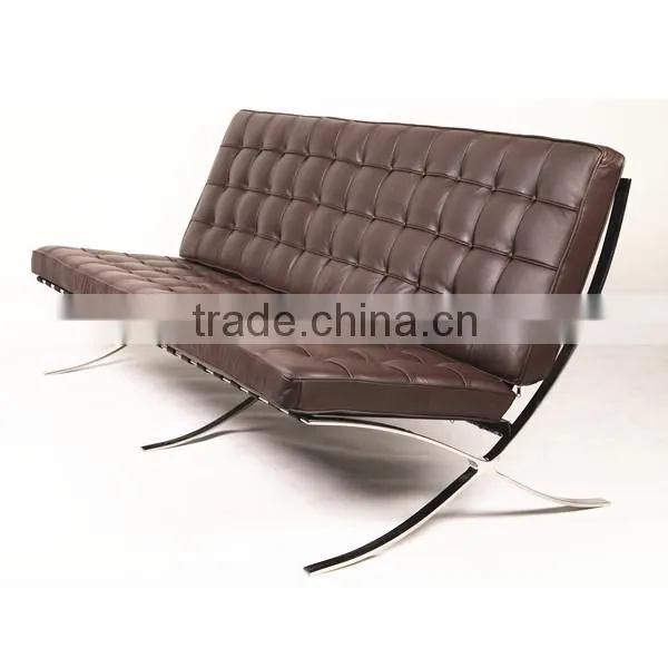 Modern Leather Armless Sofa Barcelona Sofa 3 Seater photo-3