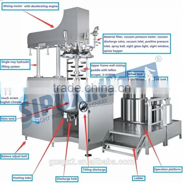 Sipuxin Cosmetic Cream Vacuum Mixer Homogenizer Emulsifying Machine