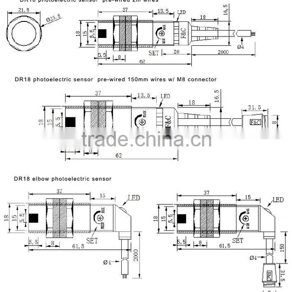 M18 5m Sensing Range 12-24v dc Through-beam NPN NO Photoelectric Sensor photo-4