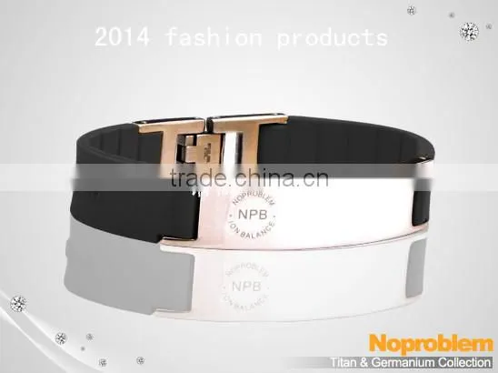 P071 Stainless Steel Tourmaline Magnetic Energy Charm Fashion Health Silicone Bracelet