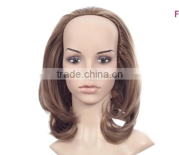 Fast Shipping Wholesale Cheap Synthetic Half Blonde Kinky Curly u Part Wig photo-2