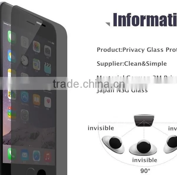 Factory Supply Good Qulity for Iphone 6 /6plus Mobile Phone Privacy Screen Protector Tempered Glass photo-2